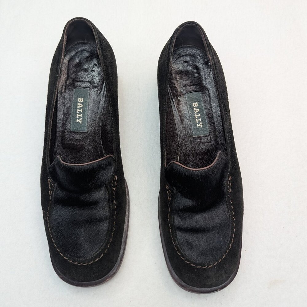 Bally Unborn Carf & Suede Loafer Shoes Sz US About 6 Made in Italy Brown Purple - Picture 4 of 11